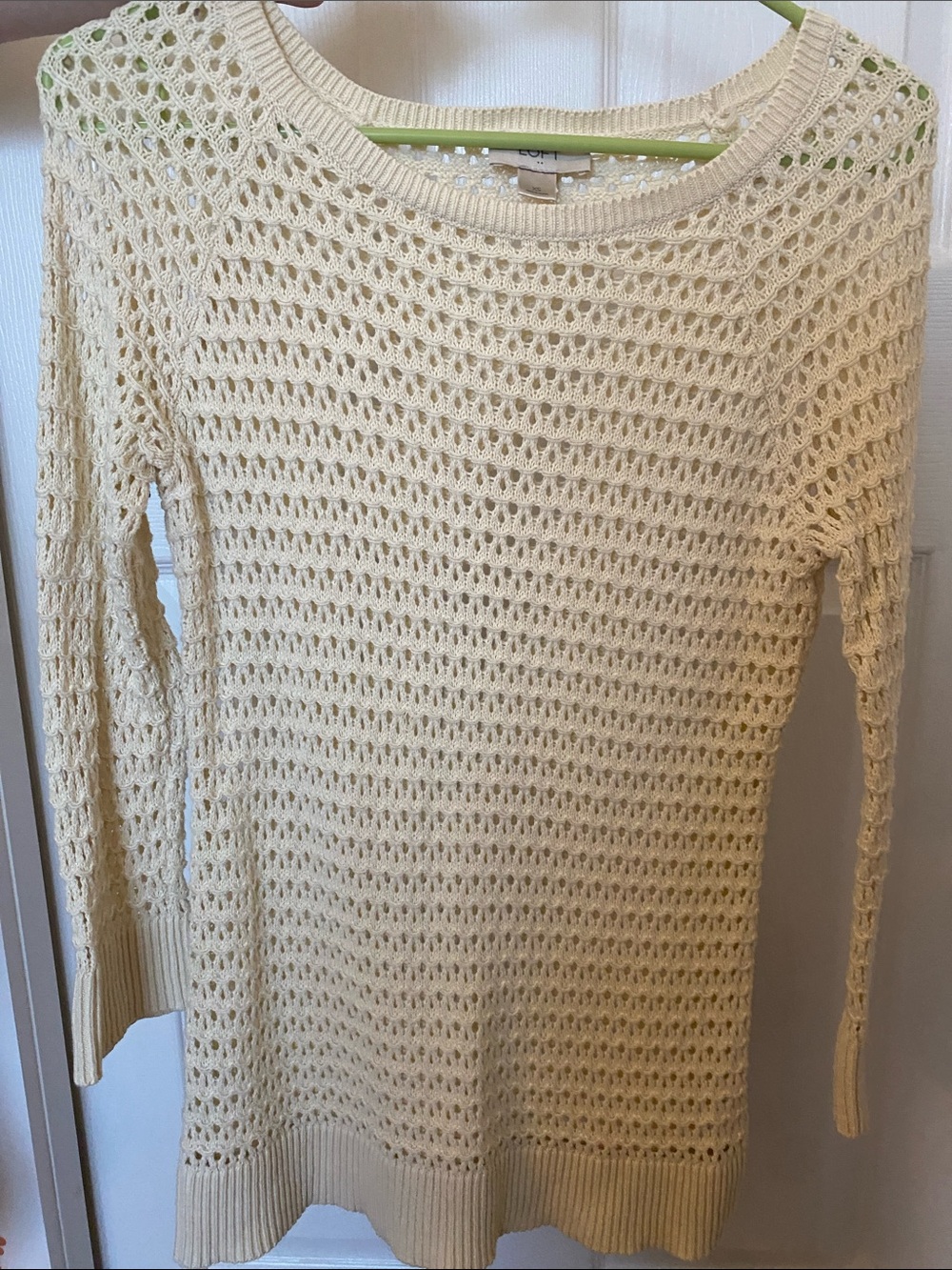 LOFT Cream Open-Knit Pullover Sweater